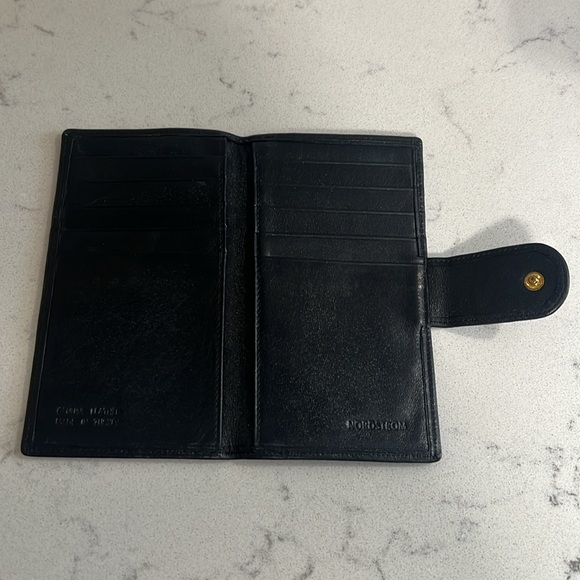 Nordstrom card case Made in Turkey black leather - Picture 2 of 8